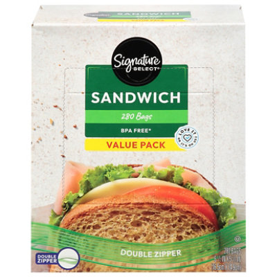 Signature SELECT Reclosable Value Pack Sandwich Bags Box 280 Count - 280 CT