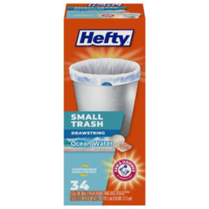 Hefty Drawstring Small Trash Wastebags 4 Gallon White 1 Pack 34 Count - 34 CT
