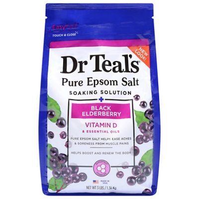 Dr Teal's Black Elderberry With Vitamin D & Essential Oils Pure Epsom Salt Soaking Solution 3lbs - 3 LB