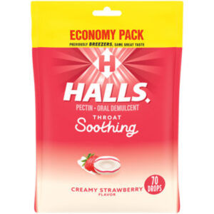 Halls Throat Soothing Creamy Strawberry - 70 Count