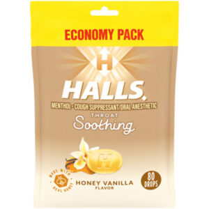 Halls Honey Vanilla Cough Drops Eco Bag - 80 Count