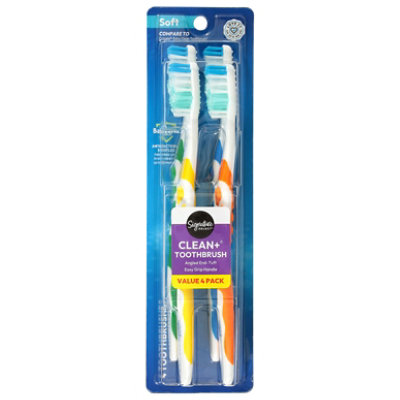 Signature Select/Care Soft Clean Antibc Toothbrush Tray - 4 Count