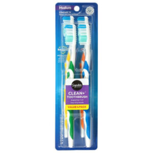 Signature Select/Care Medium Clean Plus Antibiotic Toothbrush - 4 Count