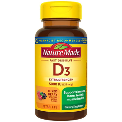 Nature Made D3 Fast Dissolve Mixed Berry Tablets - 70 Count