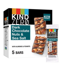 KIND ZEROg Added Sugar Dark Chocolate Nuts and Sea Salt Keto Friendly Snack Bars - 5-1.2 Oz