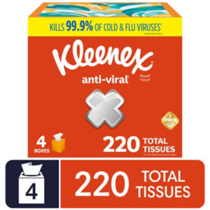 Kleenex Anti-Viral Facial Tissues 55 Tissues Per Box - 4 Count