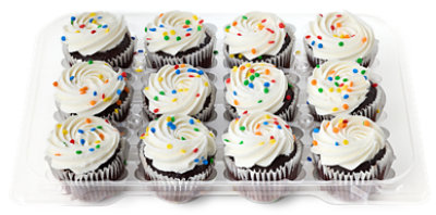 Frozen Chocolate Cupcakes With White Icing 12 Count - Each