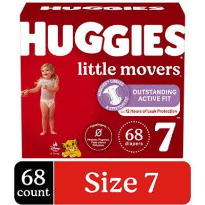Huggies Little Movers Baby Diapers Size 7 (41 lbs) - 68 Count