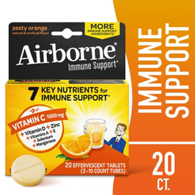 Airborne Zesty Orange Effervescent Tablets - 20 Count