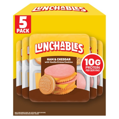 Lunchables Ham and Cheddar Cracker Stackers with Vanilla Creme Sandwich Cookies Ct 5 - 3.5 Oz