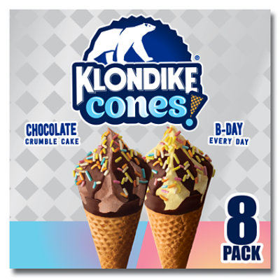 Klondike Birthday Cake Ice Cream Cone - 8 Count