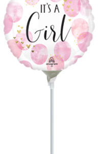 Baby Girl Balloon 9 Inch Air Filled Stick - Each