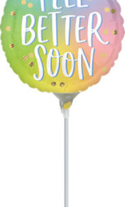 Get Well Balloon Air Filled Stick 9 Inch - Each