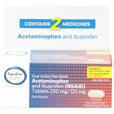 Signature Select/Care Pain Relief Acetaminophen Ibuprofen - 72 Count
