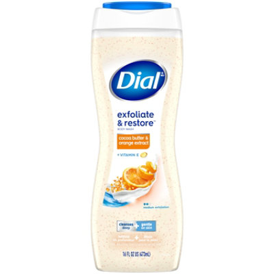 Dial Cocoa Butter & Orange Extract Exfoliating Body Wash - 16 Oz