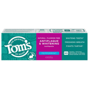 Tom's of Maine Peppermint Antiplaque And Whitening Fluoride Free Toothpaste - 4.5 Oz