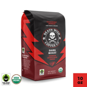 Death Wish Coffee Organic and Fair Trade Dark Roast Whole Bean Coffee - 10 Oz