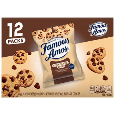 Famous Amos Original Recipe Chocolate Chip Bite-Size Cookies Box 12 Pack - 12 Oz
