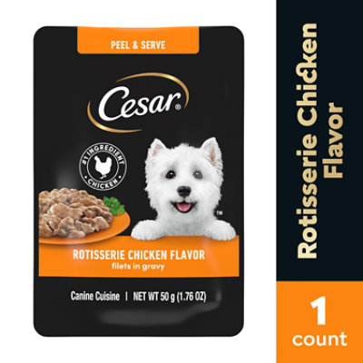 Cesar Mini-Pouch Rotisserie Chicken Flavor Filets in Gravy Wet Dog Food - 1.76 Oz.