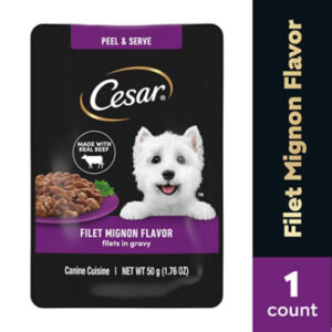Cesar Mini-Pouch Filet Mignon Flavor Filets in Gravy Wet Dog Food - 1.76 Oz.