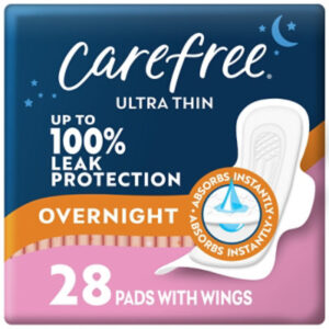 Carefree Ultra Thin Overnight With Wings - 28 Count
