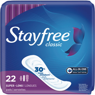 Stayfree Classic Super Long No Wings - 22 Count