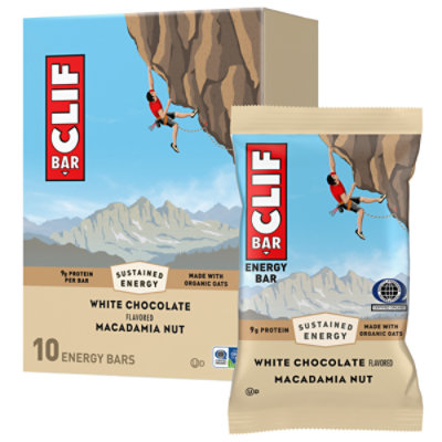 CLIF BAR White Chocolate Macadamia Nut Flavor Energy Bars - 10-2.4 Oz