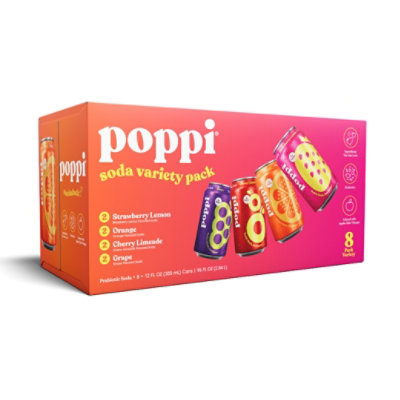 Poppi Prebiotic Variety Pack - 8 - 12 Fl. Oz.