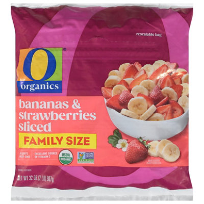 O Organics Strawberries & Bananas Sliced Family Size - 32 Oz