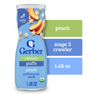 Gerber Organic Bby GAndg Peach Puffs - 1.48 Oz