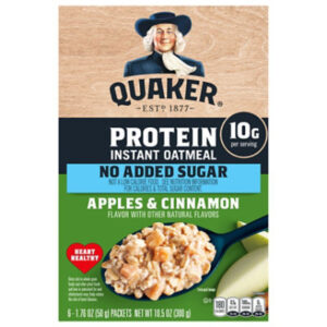 Quaker Protein No Sugar Apple Cinnamon Instant Oatmeal  - 10.5 Oz