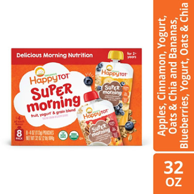 Happy Tot Organics Super Morning Stage 4 Fruit Yogurt & Grain Blend Pouch - 8-4 Oz