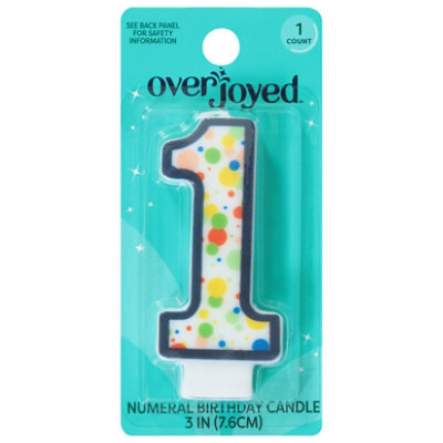 Overjoyed Numeral - 1 Birthday Candle - 1 Each