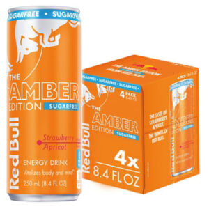 Red Bull Amber Edition SugarFree Energy Drink Strawberry Apricot 80mg Caffeine - 4-8.4 Fl. Oz.