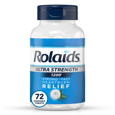 Rolaids Ultra Strength Antacid Chewable Tablets, Mint - 72 Count