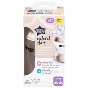 Tommee Tippee Baby Bottle, Natural Start Anti-colic Baby Bottle W/slow & Medium Flow Nipples - Each