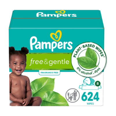 Pampers Free And Gentle 8x Ff Baby Wipes - 624Count