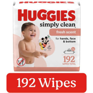 Huggies Simply Clean Fresh Scent Baby Wipes Flip-Top Packs 192 Wipes Total - 3 Count