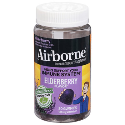 Airborne Elderberry Zinc & Vitamic C Gummies for Adults Immune Support - 50 Count
