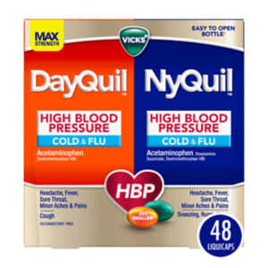 Icks Dayquil & Nyquil High Blood Pressure Cold & Flu Liquicap Medicine Combo Pack, Decongestant Free - 48 CT