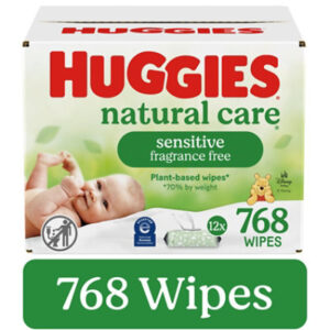 Huggies Natural Care Unscented Sensitive Baby Wipes Flip-Top Packs 768 Wipes Total - 12 Count