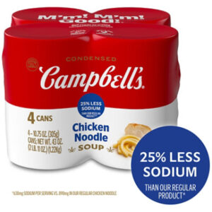 Campbell's Condensed 25% Less Sodium Chicken Noodle Soup Multipack - 4-10.75 Oz
