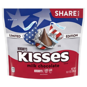 Limited Edition Hersheys Milk Chocolate Kisses With Patriotic Foils Share Pack Stand Up Bag - EA