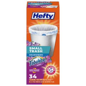 Hefty Drawstring Small Trash Wastebags 4 Gallon White 15 Pack 34 Count - 34 CT