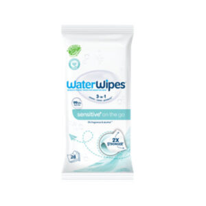 WaterWipes Sensitive On The Go Wipes 3-In-1 Cleans Cares Protects 99.9% Water Hypoallergenic - 28 Count