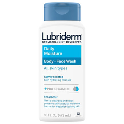 Lubriderm Daily Moisture Body Plus Face Wash, Light Fragrance, 16 Fl. Oz - 16 FZ