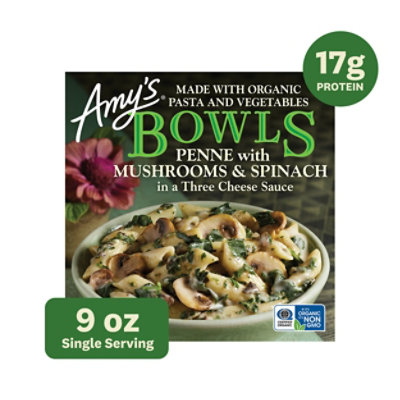 Amys Mushroom Spinach Penne Bowl 9 Oz - 9 OZ