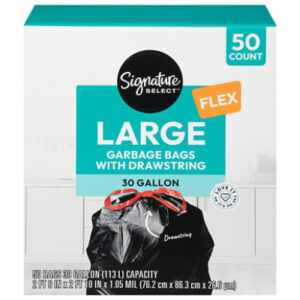 Signature Select Bag Trash Drawstring Large 30 Gallon 50 Ct - 50 CT