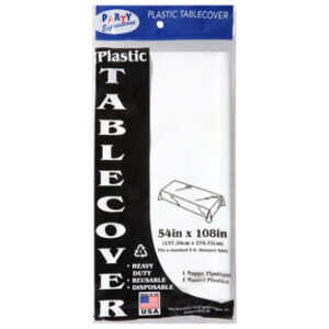 Table Mate Patry Expressions White Plastic Tablecover - 54 x 108 Inch