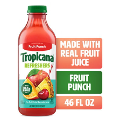 Tropicana Refreshers Fruit Punch Juice Drink with Real Fruit Juice - 46 Fl. Oz.